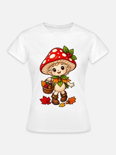 Pilz-Elfe mit Herbstkorb - Frauen T-Shirt - Weiß