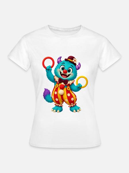 Farbenfroher Ringakrobat-Monster - Frauen T-Shirt - Weiß
