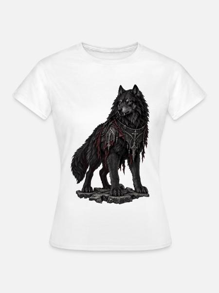 Dunkler Wolfkrieger mit Rüstung - Frauen T-Shirt - Weiß