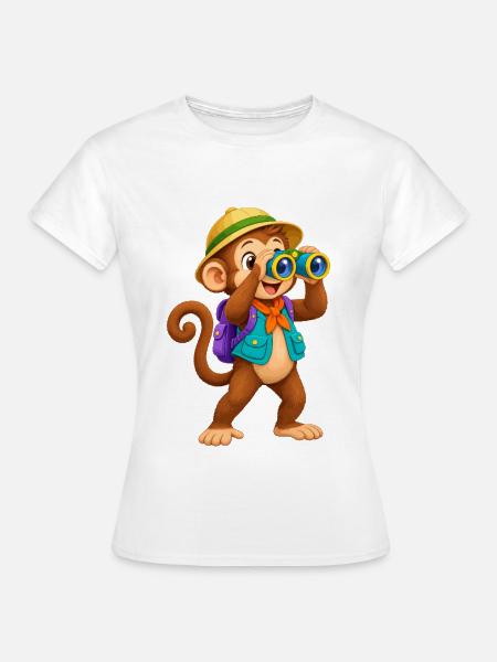 Abenteueraffe Entdecker - Frauen T-Shirt - Weiß