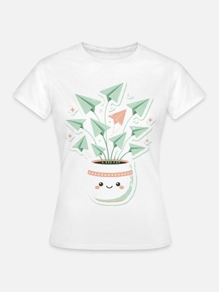 Papierflug-Pflanzentopf - Frauen T-Shirt - Weiß