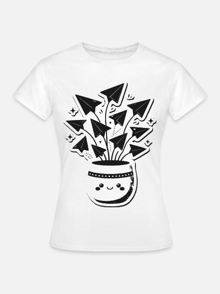 Topf voller Origami-Papierflieger - Frauen T-Shirt - Weiß