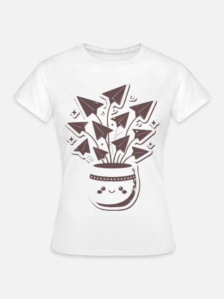 Papierflieger Blütenstrauß Topf - Frauen T-Shirt - Weiß