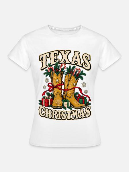 Texas Weihnachtsstiefel Motiv - Frauen T-Shirt - Weiß