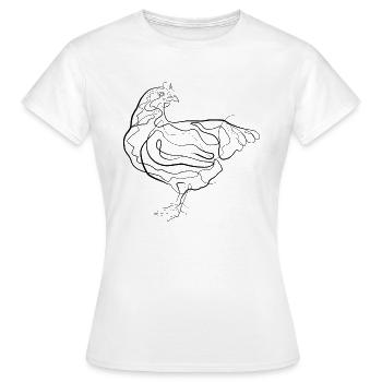 Hahn Huhn - one line drawing - Frauen T-Shirt - Weiß - Vorne - AI Model Female 172 dark (172cm)