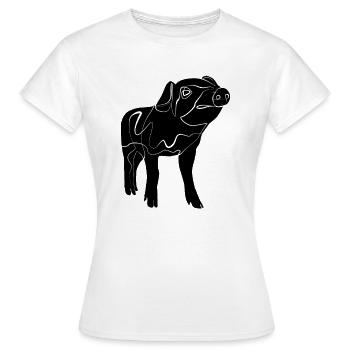 Schwein Ferkel - Frauen T-Shirt - Weiß - Vorne - AI Model Female 172 dark (172cm)
