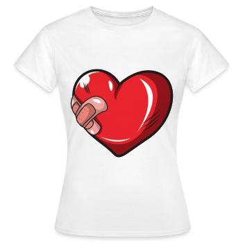 Coeur blessé avec cadeau en plâtre - T-shirt Femme - blanc - Devant - AI Model Female 172 dark (172cm)