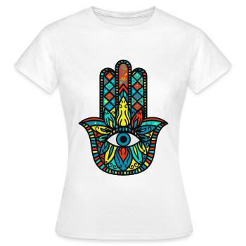 Meditation Hamsa Die Hand Der Fatima - Frauen T-Shirt - Weiß - Vorne - AI Model Female 172 dark (172cm)