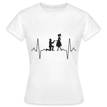 Demande en mariage Battements de coeur - T-shirt Femme - blanc - Devant - AI Model Female 172 dark (172cm)