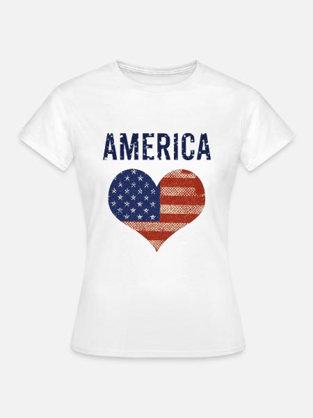 Amerika Herz - Frauen T-Shirt - Weiß