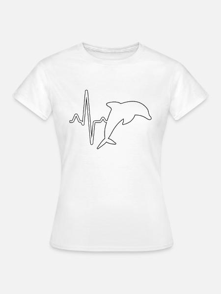 Delfin Herzschlag - Frauen T-Shirt - Weiß