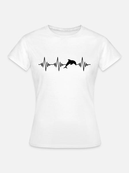 Delfin Herzschlag - Frauen T-Shirt - Weiß