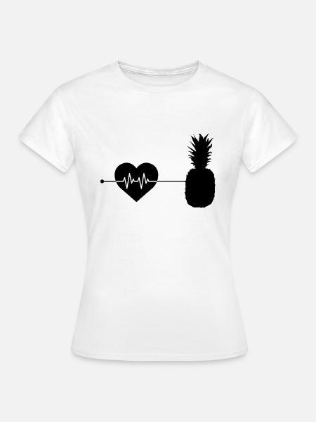 Ananas Herzschlag - Frauen T-Shirt - Weiß