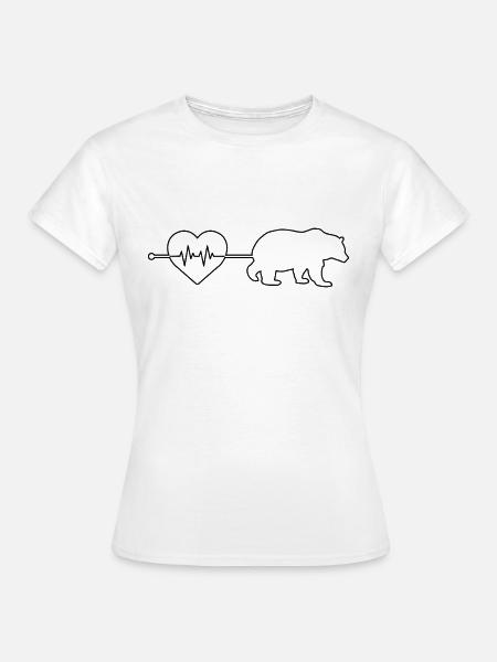 Bär Herzschlag - Frauen T-Shirt - Weiß