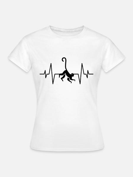 Affe monkey Herzschlag - Frauen T-Shirt - Weiß