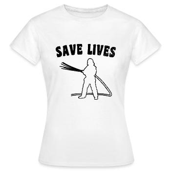 Slogan des pompiers - T-shirt Femme - blanc - Devant - AI Model Female 172 dark (172cm)