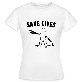 Slogan des pompiers - T-shirt Femme - blanc - Devant - AI Model Female 172 dark (172cm)