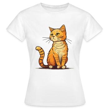 Cat in comic style - Women's T-Shirt - white - Front - AI Model Female 172 dark (172cm)