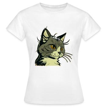 Cat in comic style - Women's T-Shirt - white - Front - AI Model Female 172 dark (172cm)