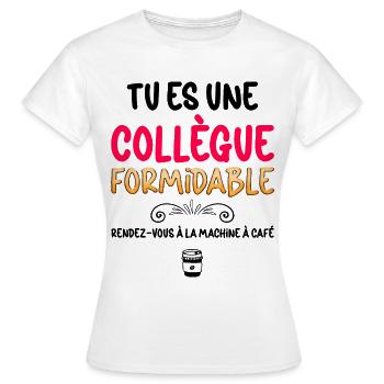 Collègue Et Café Citation Partage Café - T-shirt Femme - blanc - Devant - AI Model Female 172 dark (172cm)