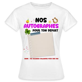Signature Des Collègues Vedettes Cadeau Départ - T-shirt Femme - blanc - Devant - AI Model Female 172 dark (172cm)