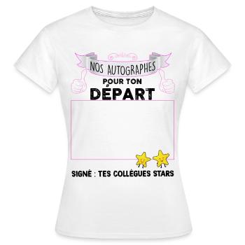 Collègue Humour Signature Autographes Des Stars - T-shirt Femme - blanc - Devant - AI Model Female 172 dark (172cm)