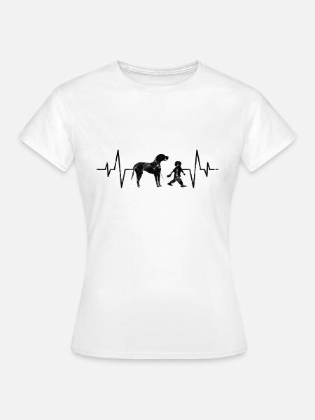 Latido del corazón de la familia del niño del perro - Camiseta mujer - blanco