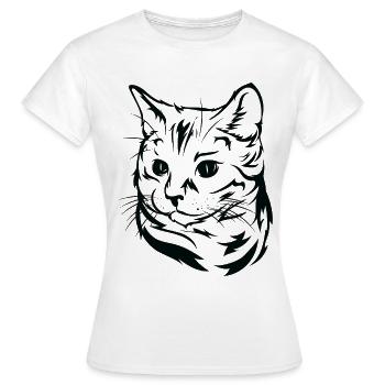 Katzenliebhaber - Elegantes Katzenporträt - Frauen T-Shirt - Weiß - Vorne - AI Model Female 172 dark (172cm)