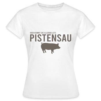 Pistensau Skifahrer Fun - Frauen T-Shirt - Weiß - Vorne - AI Model Female 172 dark (172cm)