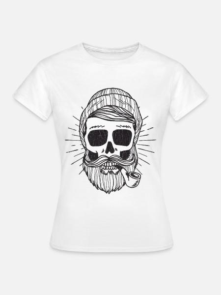 Totenkopf Skull Seemann Geschenk - Frauen T-Shirt - Weiß