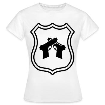 Armoiries du pistolet - T-shirt Femme - blanc - Devant - AI Model Female 172 dark (172cm)