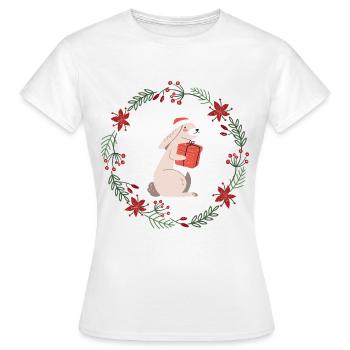 Christmas: rabbits with Christmas present - Women's T-Shirt - white - Front - AI Model Female 172 dark (172cm)