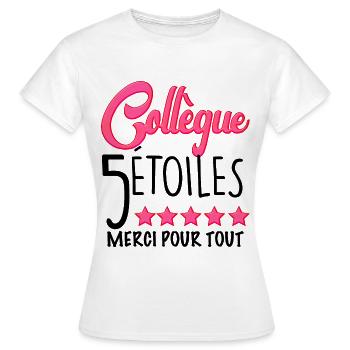 Femme Collègue 5 Etoiles Cadeau Départ - T-shirt Femme - blanc - Devant - AI Model Female 172 dark (172cm)