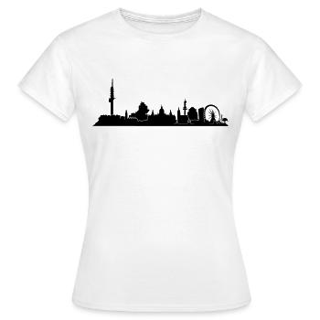 Hannover // Skyline // Silhouette // Skylineshirt - Frauen T-Shirt - Weiß - Vorne - AI Model Female 172 dark (172cm)