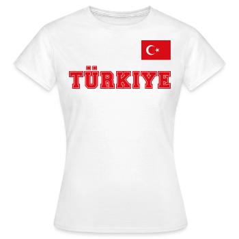 Look maillot de la Turquie – TÜRKIYE - Commode drapeau drapeau - T-shirt Femme - blanc - Devant - AI Model Female 172 dark (172cm)