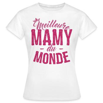 Cadeau Mamy Meilleure Mamy du Monde - T-shirt Femme - blanc - Devant - AI Model Female 172 dark (172cm)