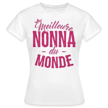 Cadeau Nonna Meilleure Nonna du Monde - T-shirt Femme - blanc - Devant - AI Model Female 172 dark (172cm)