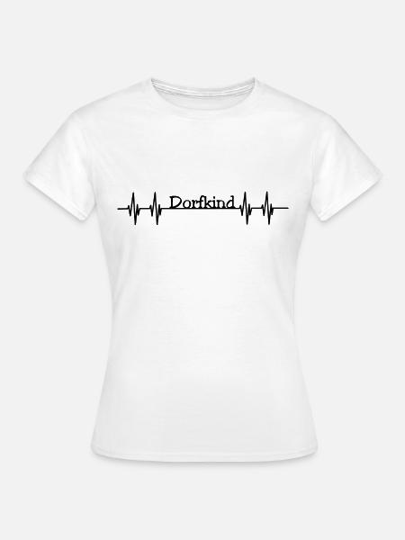 Dorfkind Herzschlag schwarz - Frauen T-Shirt - Weiß