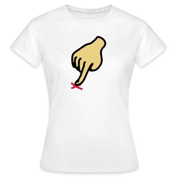 zeigen Kreuz - hier 3 - Frauen T-Shirt - Weiß - Vorne - AI Model Female 172 dark (172cm)