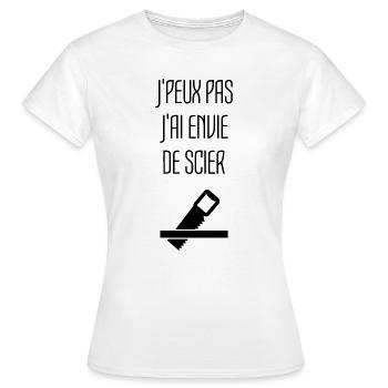 Humour Chier Scier Menuisier Menuiserie Bois - T-shirt Femme - blanc - Devant - AI Model Female 172 dark (172cm)