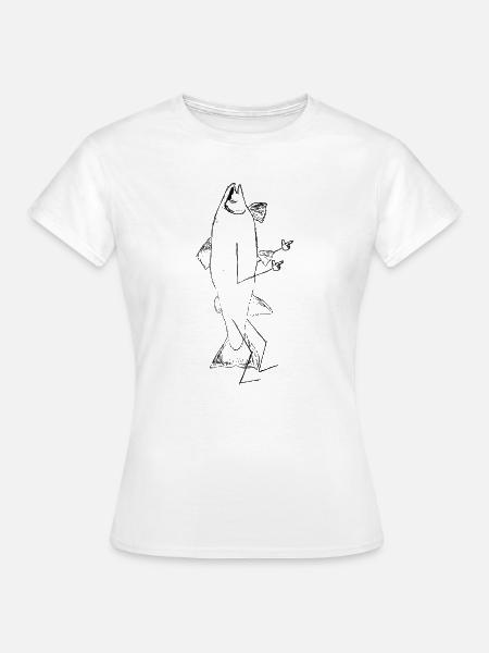Lässiger Lachs mit Armen & Beinen - Lustig - Frauen T-Shirt - Weiß