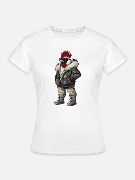 Hahn Cool Winter - Frauen T-Shirt - Weiß