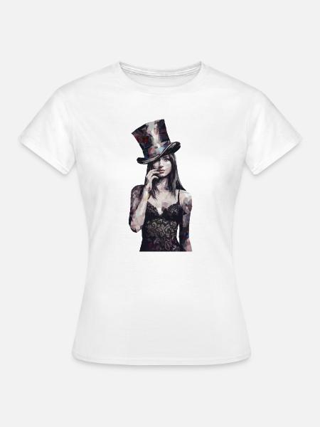 Faszinierende Frau Mit Zylinderhut Im - Frauen T-Shirt - Weiß