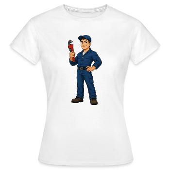 Klempner mit Schraubenschlüssel - Frauen T-Shirt - Weiß - Vorne - AI Model Female 172 dark (172cm)