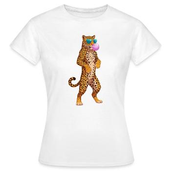 Cooler Leopard Mit Sonnenbrille Und Kaugummi - Frauen T-Shirt - Weiß - Vorne - AI Model Female 172 dark (172cm)