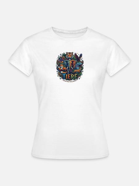 Tierwelt Wildnis Collage - Frauen T-Shirt - Weiß