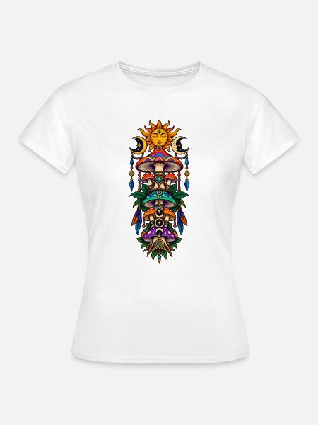 Sonnenmond Pilzturm Farbzauber - Frauen T-Shirt - Weiß