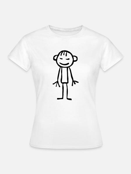 Strichmännchen Kinderzeichnung - Frauen T-Shirt - Weiß