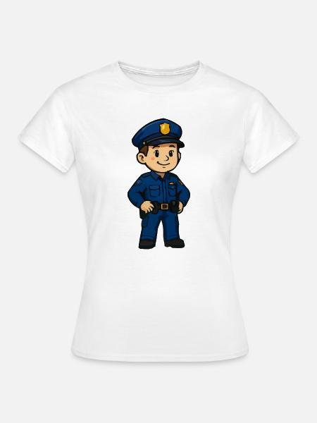 Cartoon Polizei - Frauen T-Shirt - Weiß