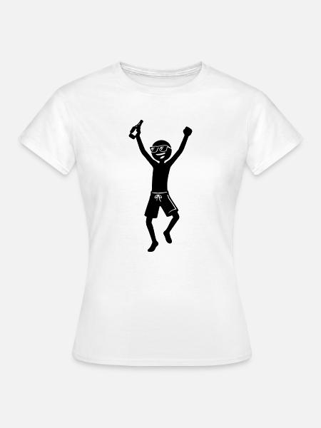 Party Jubel Bier Strichmännchen Schwarz - Frauen T-Shirt - Weiß
